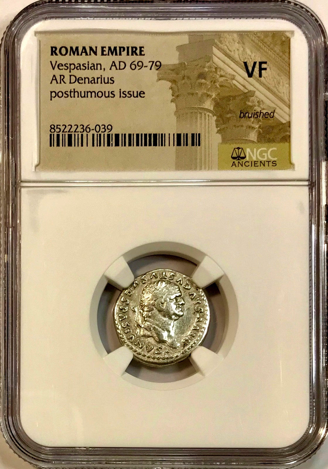 69-79 AD Vespasian (Titus) Ancient Roman Silver Denarius Coin W/Capricorn NGC VF