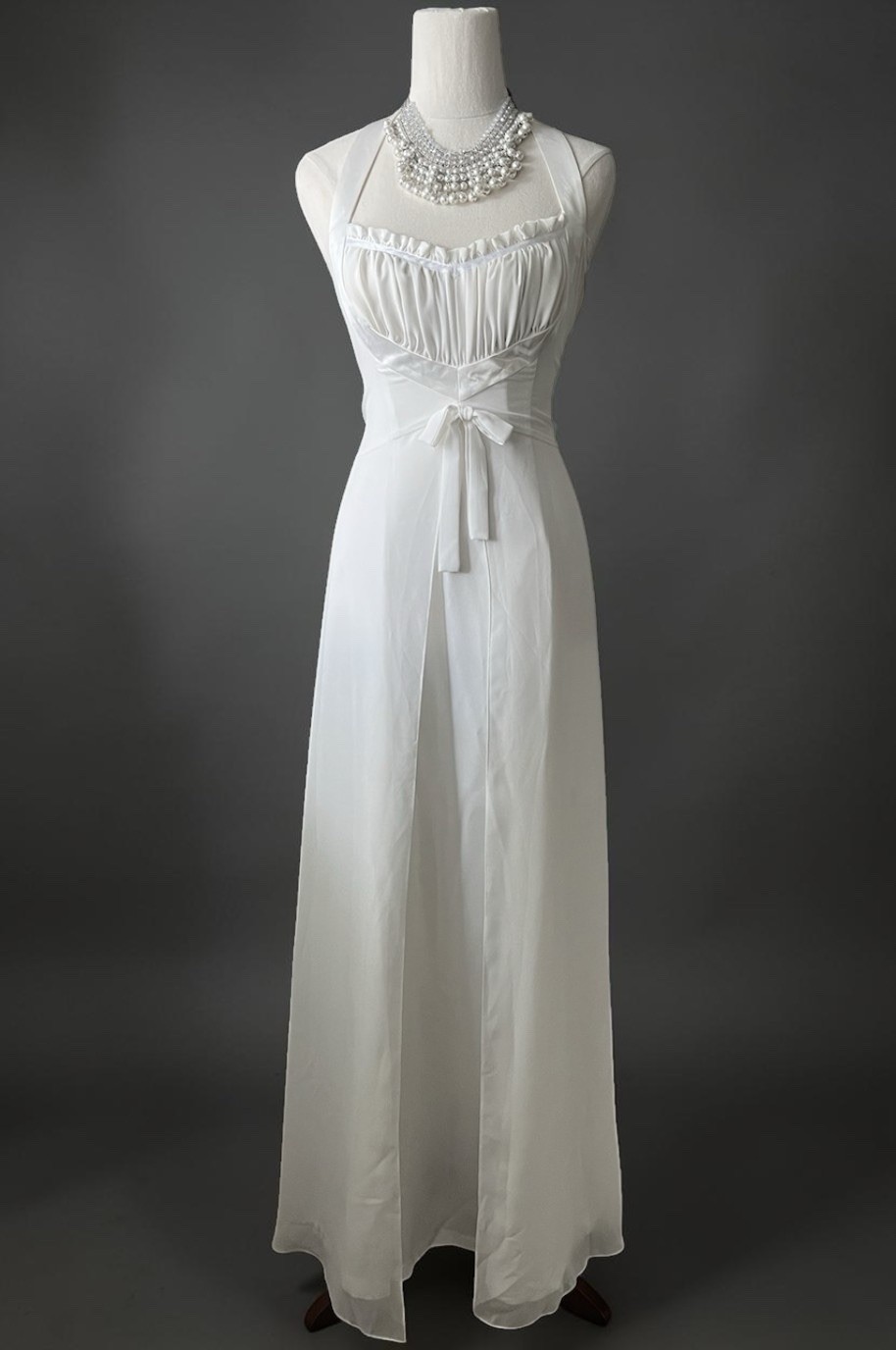 Vintage SHUTEBOSS by STUDIBAKER HAWK white chiffon wedding dress / gown - size 8