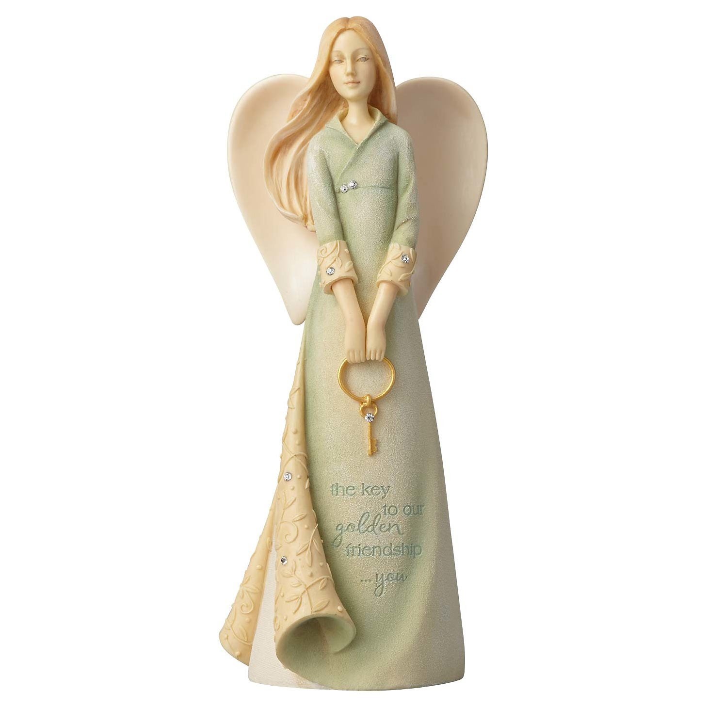 Foundations Golden Friendship Angel Figurine 7.48in Stone Resin 6000794