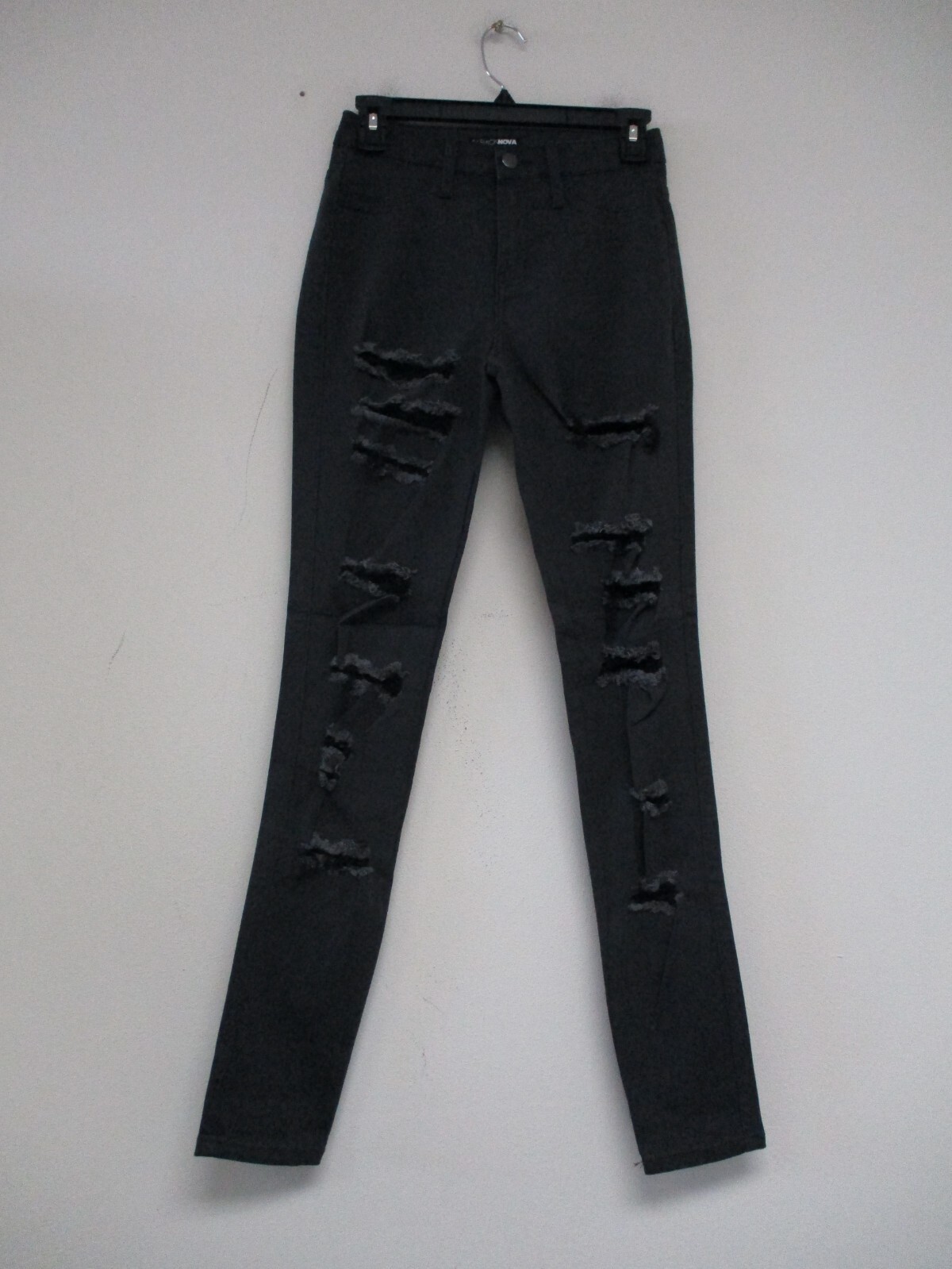 Vibrant MIU Jeans Women Size 5 Gray Solid Distressed Skinny 26x30 P1033