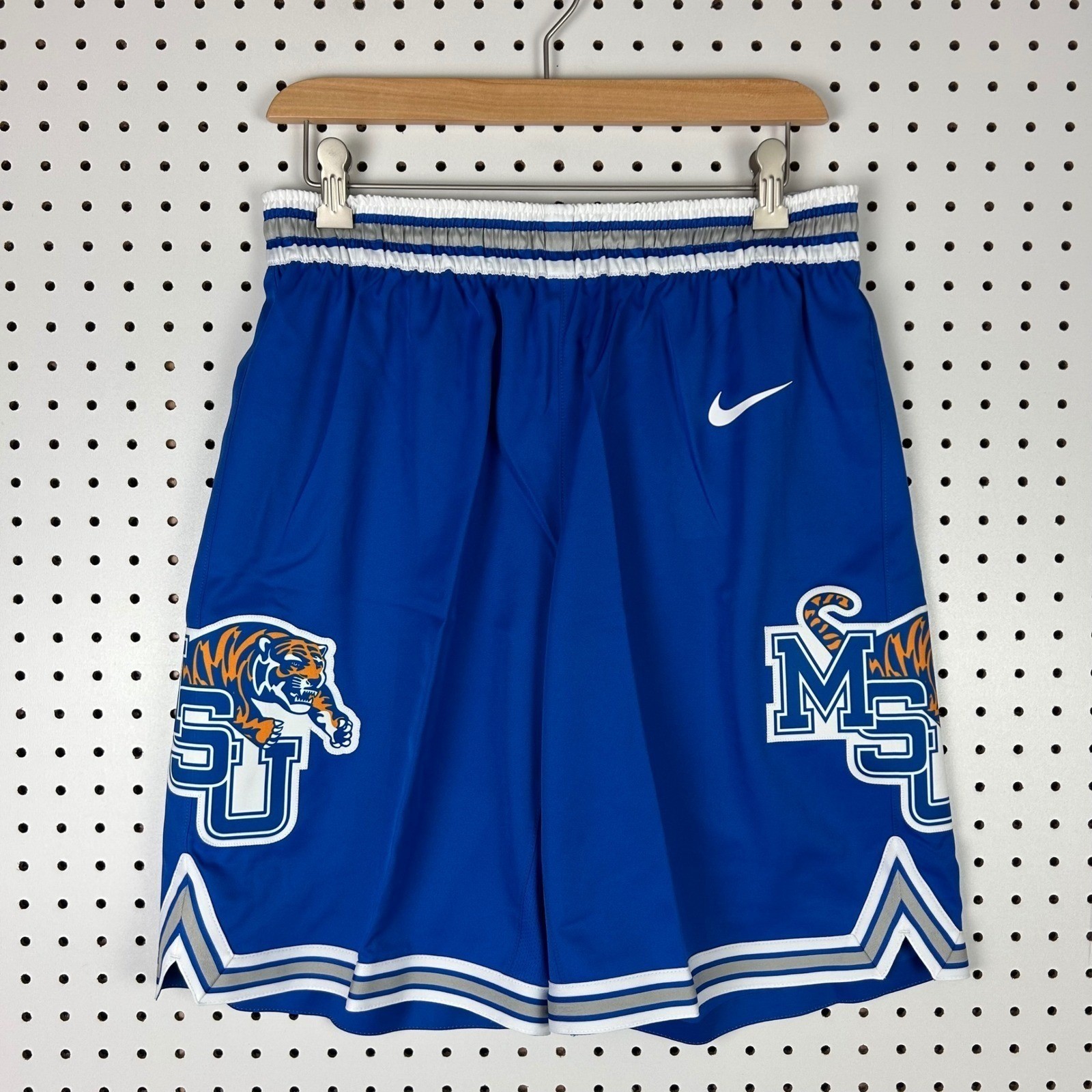 Memphis State MSU Tigers Nike Game Shorts 44 XXL Basketball Throwback Penny Blue