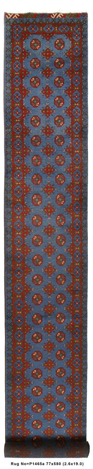 3x19 Long Runner handmade Afghanistan Bokara # P1465