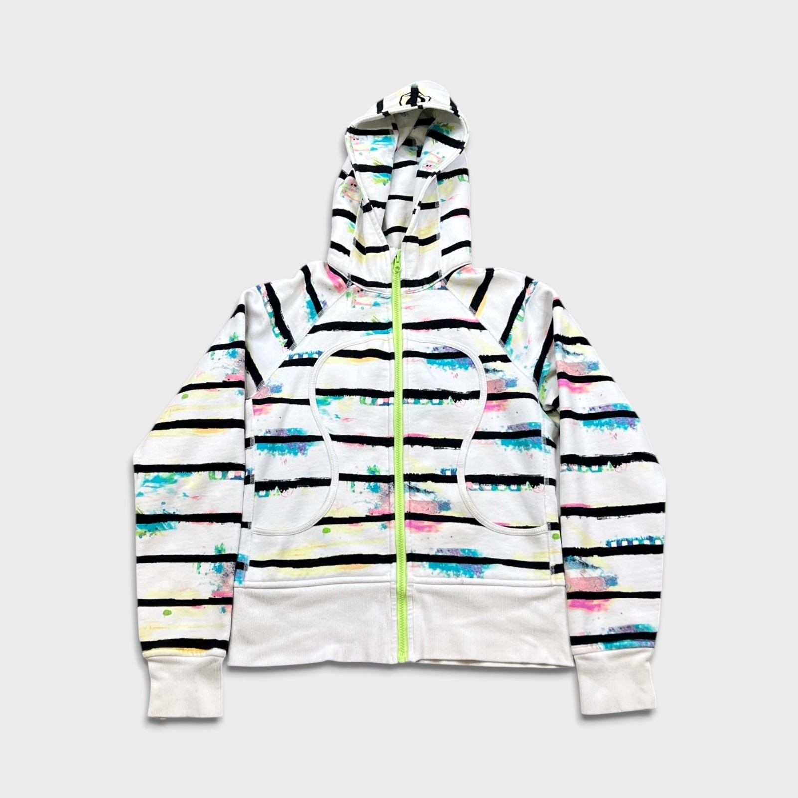 Lululemon Scuba Hoodie Womens Size 8  White Watercolor Full Zip Hooded Sweashirt