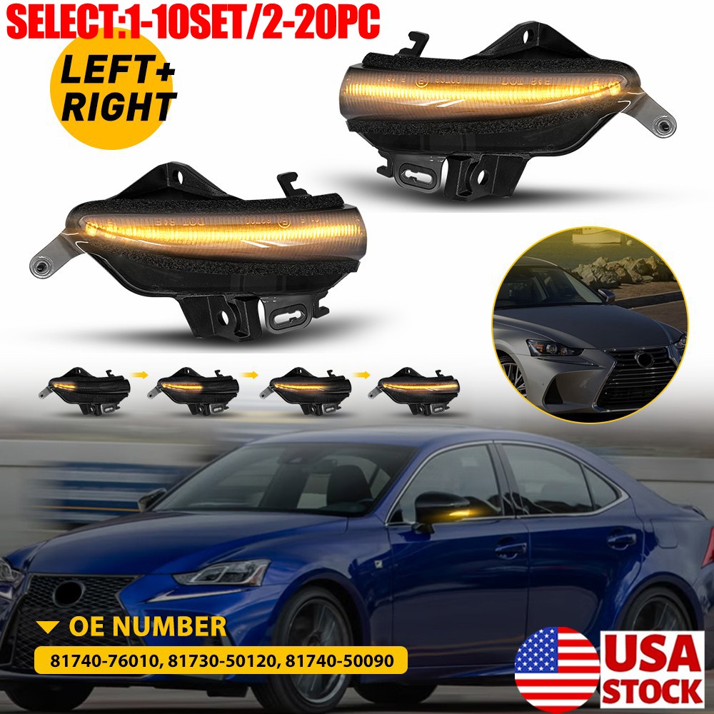2-20X Amber Sequential LED Mirror Turn Signal Light Fit Lexus IS200t ES350 IS250