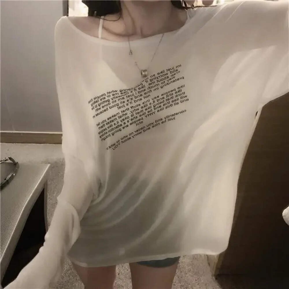 Korean Style Loose T-Shirt for Women in White Black