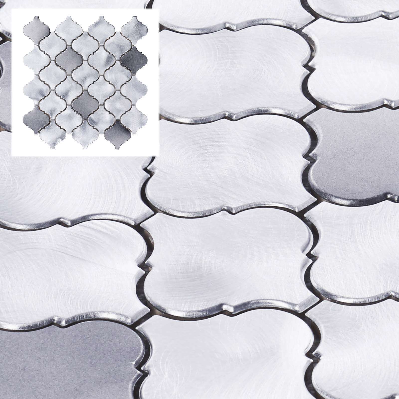 Gray Silver Aluminum Metallic Metal Arabesque Mosaic Tile Kitchen Backsplash Gray Silver Aluminum Metallic Metal Arabesque Mosaic Tile Kitchen Backsplash