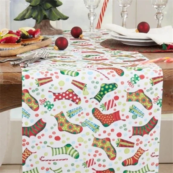 Saro Lifestyle Christmas Stockings Table Runner Saro Lifestyle Christmas Stockings Table Runner