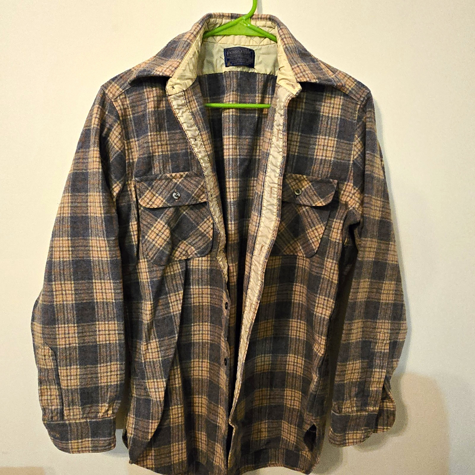 Vintage Pendleton Mens Plaid Virgin Wool  Button Front Plaid Jacket Size M