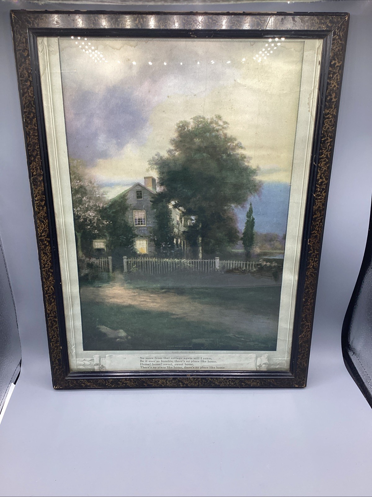 Antique Framed “Home Sweet Home” Lithograph Print Gerlach Barklow Co. C. 1920’s