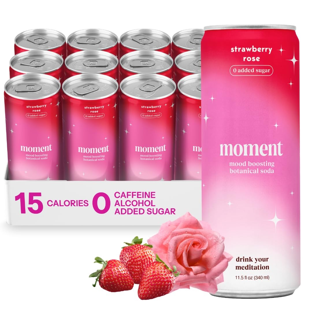 Moment Botanical Soda Soft Drink Shark Tank  SPARKLING Drinks | Strawberry Ro...