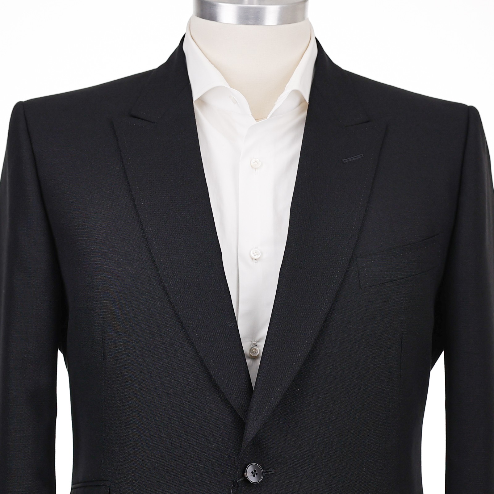 NEW $3,895 Gucci Black Sharkskin Wool/Mohair 2 Button F Front Men\'s Suit US 46L