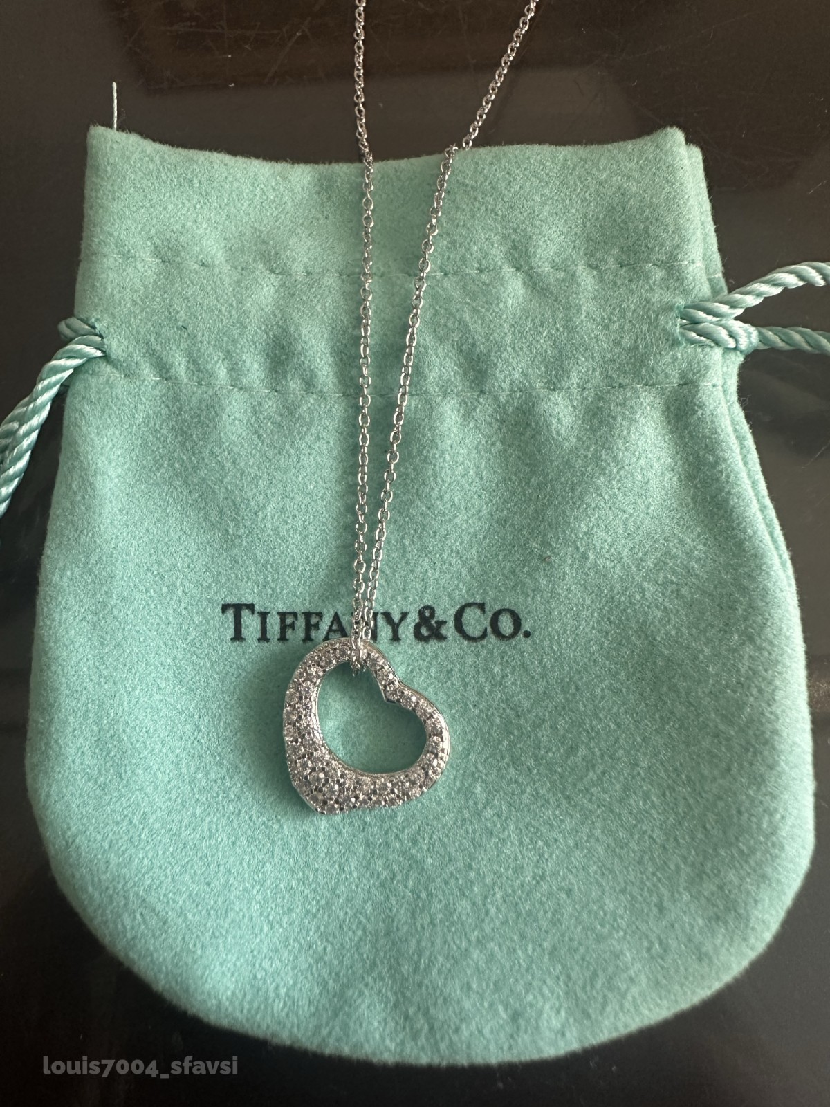New Elsa Peretti Open Heart PendantTlfanyCoNecklace platinum Diamond