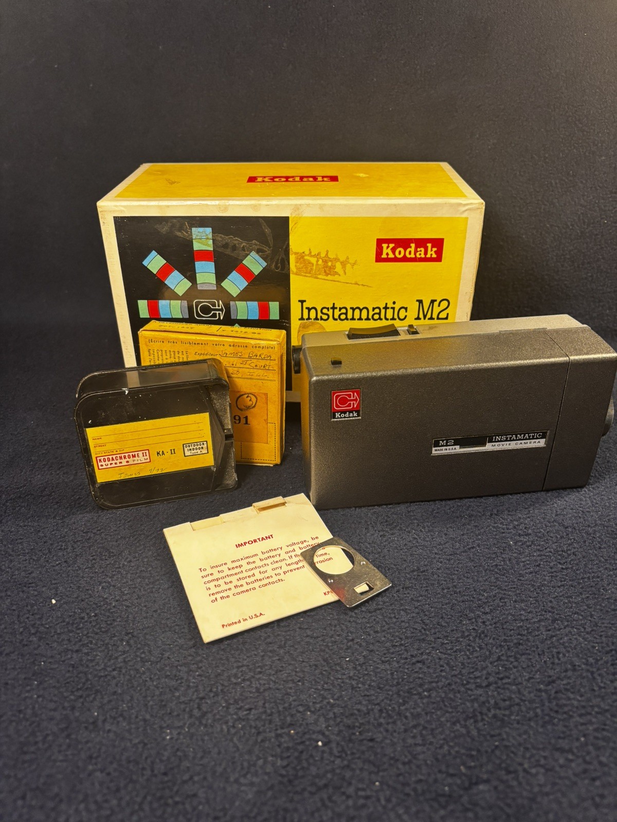 Vintage Kodak Instamatic M2 Super 8 Movie Camera with Original Box & 2 Films