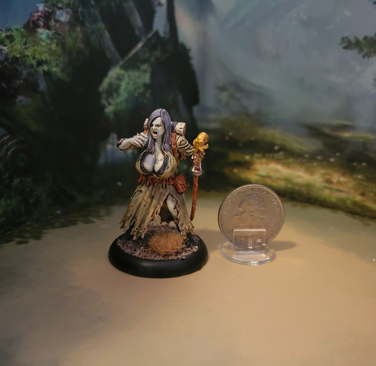 Custom Dungeons & Dragons Painted Female Undead Zombie Traveller Miniature D&D Custom Dungeons & Dragons Painted Female Undead Zombie Traveller Miniature D&D