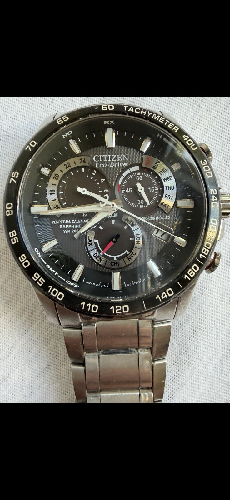 Citizen Eco-Drive Perpetual Chronograph Atomic Timekeeping Watch (Cal. E650)