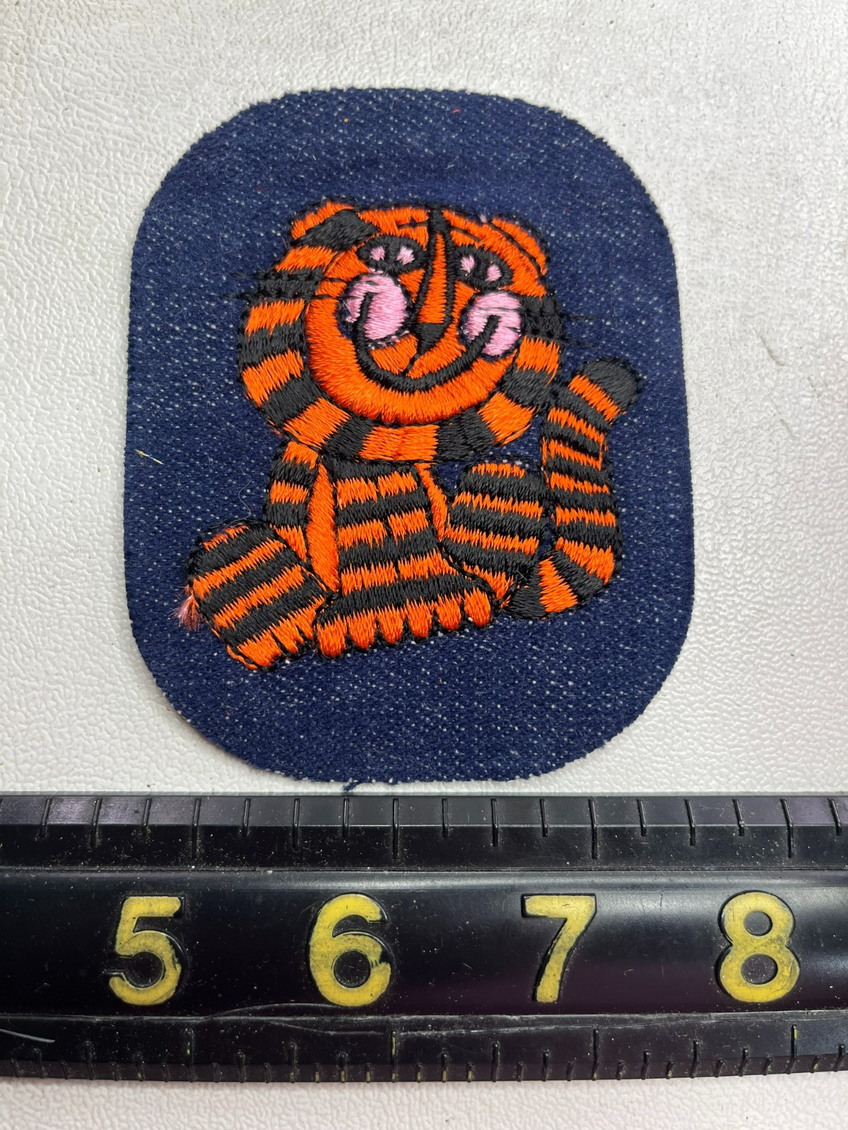 Vintage ORANGE BLACK CARTOON TIGER Embroidered Denim Patch M036
