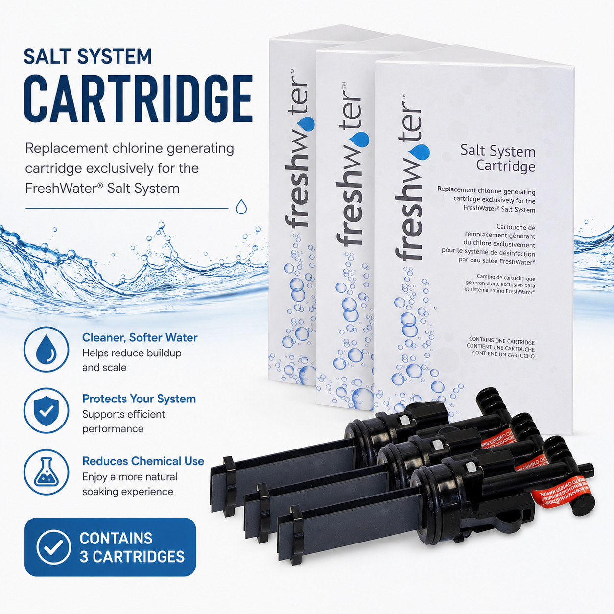 FreshWater Salt System Cartridge Replacement Spa Hot Tub Filter 3 Pack