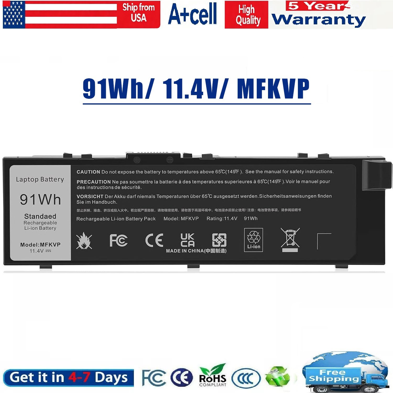Lot MFKVP Battery For Dell Precision 7510 7720 M7510 M7710 451-BBSB TWCPG 91Wh