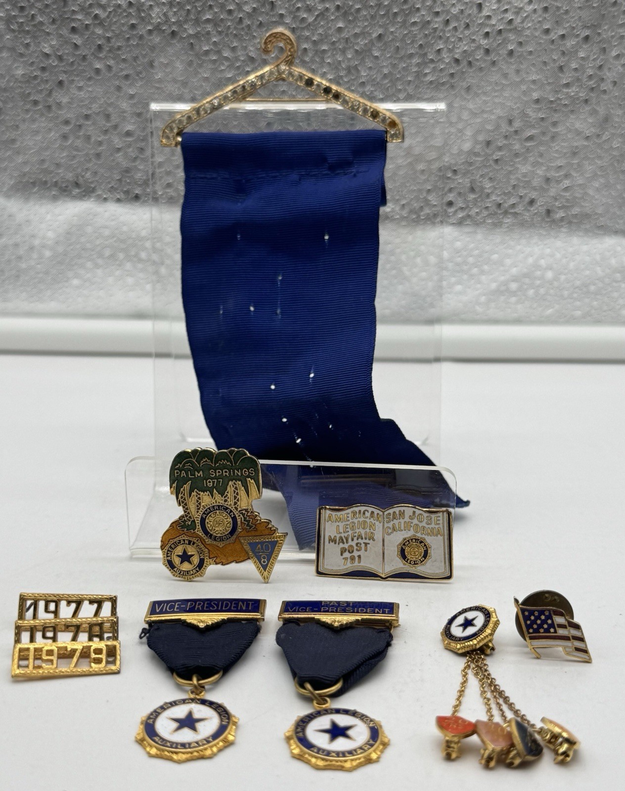 Vintage American Legion Past Vice President Aux Chaplain Coat Hanger Ribbon Etc. Vintage American Legion Past Vice President Aux Chaplain Coat Hanger Ribbon Etc.
