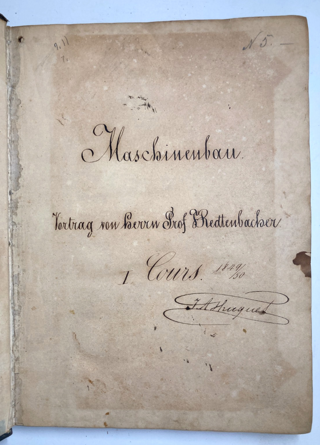1849 Redtenbacher Engineering Manuscript Karlsruhe 398pp Machine Drawings