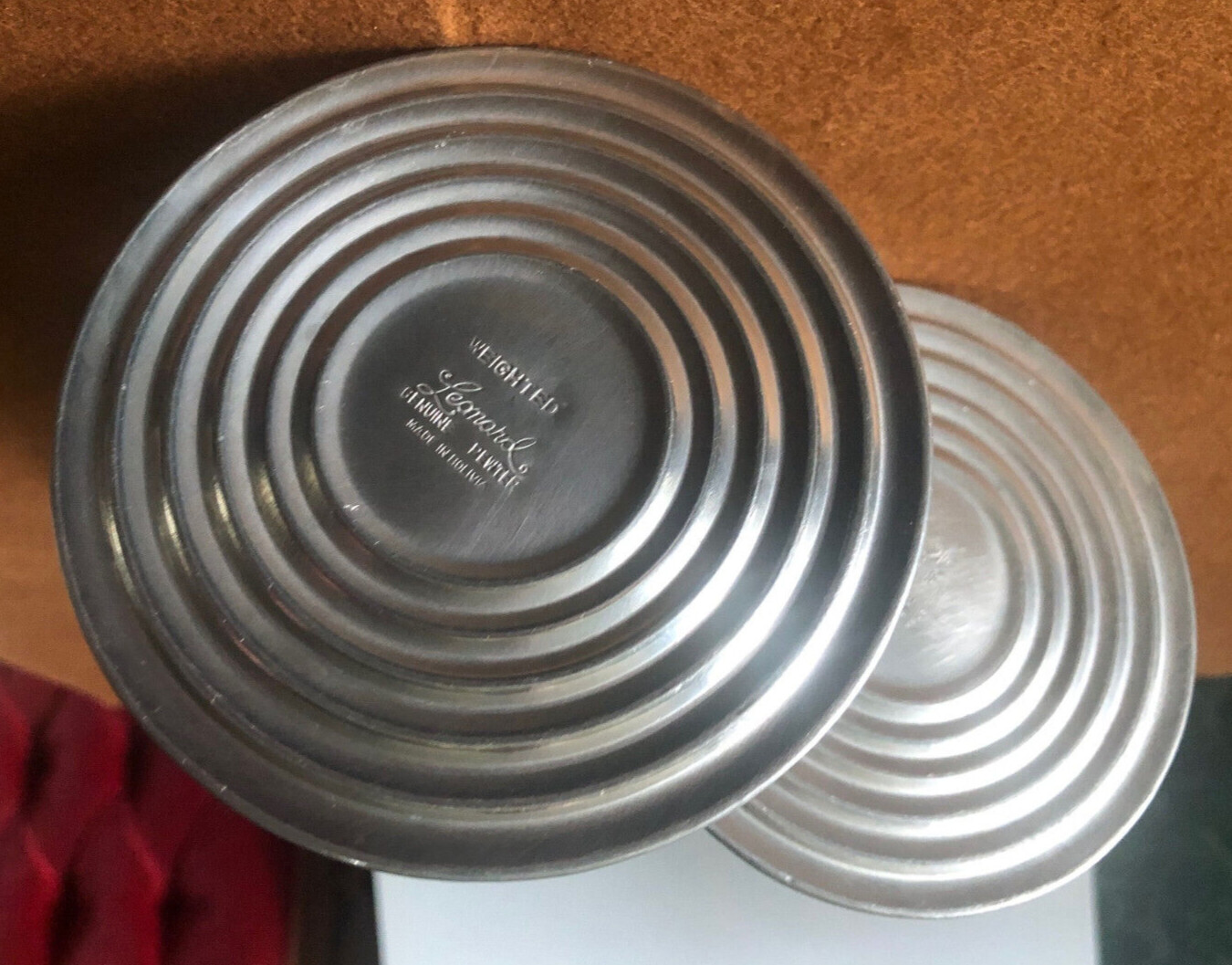 Weighted LEONARD Genuine PEWTER Pair Candle sticks Made in Bolivia