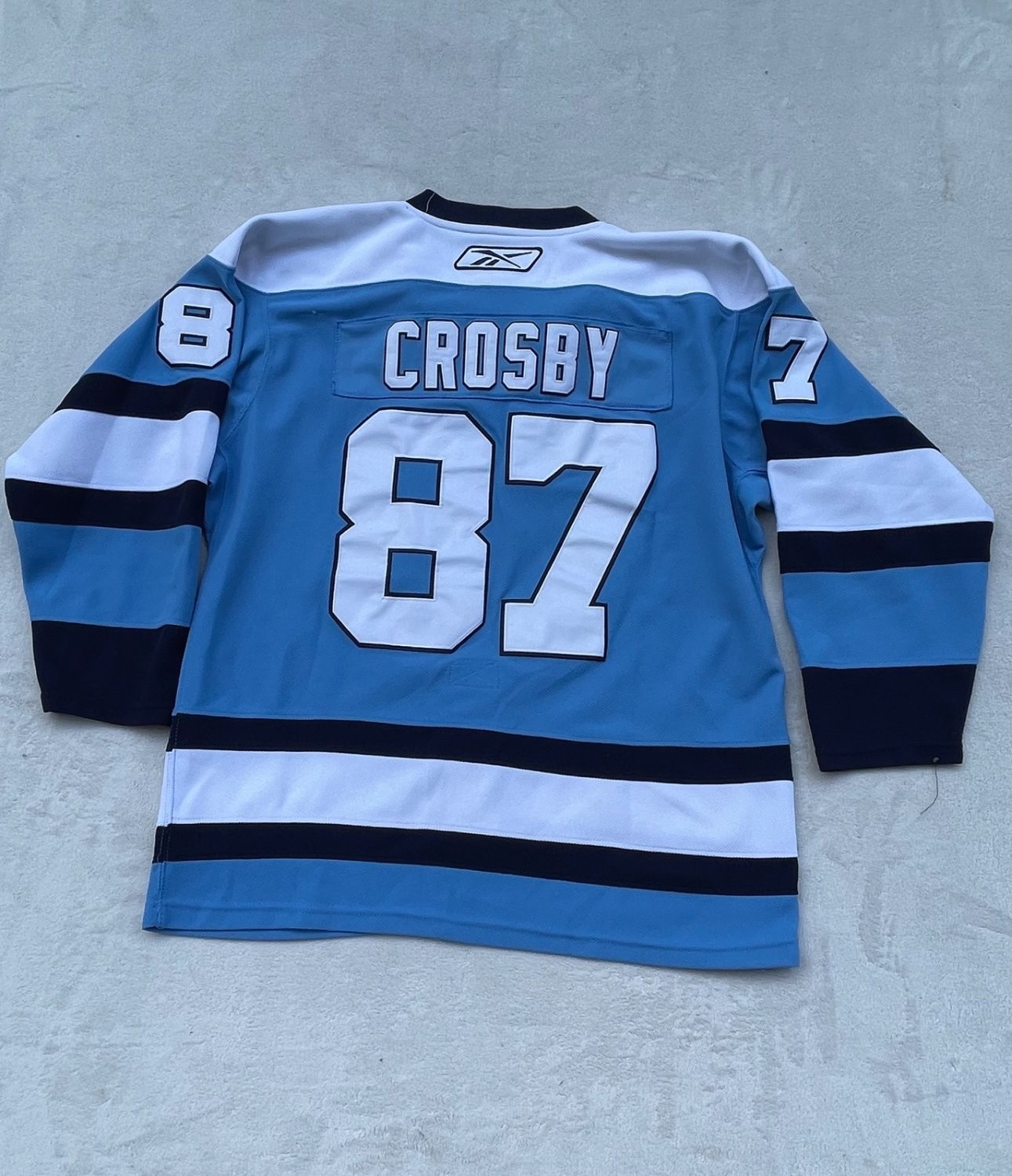 Reebok Sidney Crosby Pittsburgh Penguins 87 Hockey Jersey Size 52 Blue White