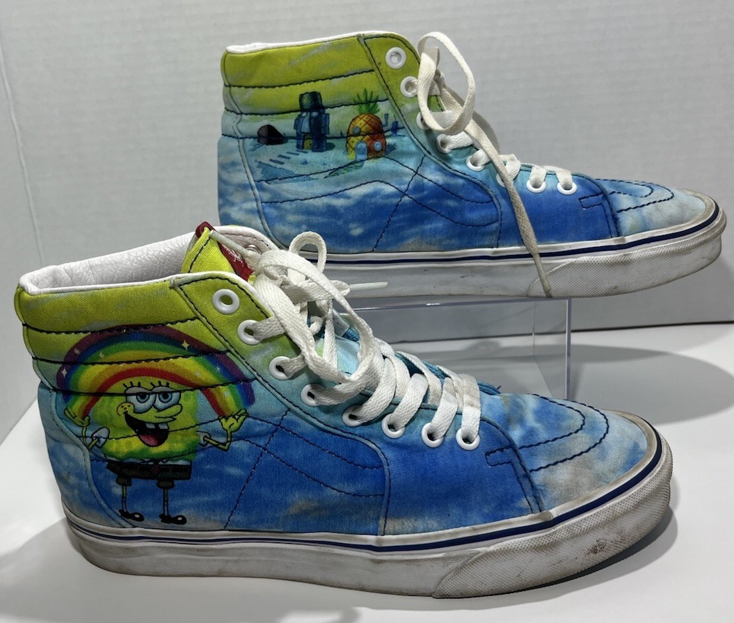 VANS Sk8-Hi SpongeBob SquarePants Tie Dye Blue High Top Lace-Up Sneakers Men’s 8