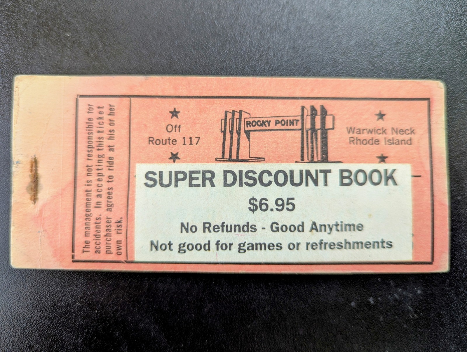 Vintage Rocky Point Amusement Park Ride Ticket Book Warwick, Rhode Island Vintage Rocky Point Amusement Park Ride Ticket Book Warwick, Rhode Island