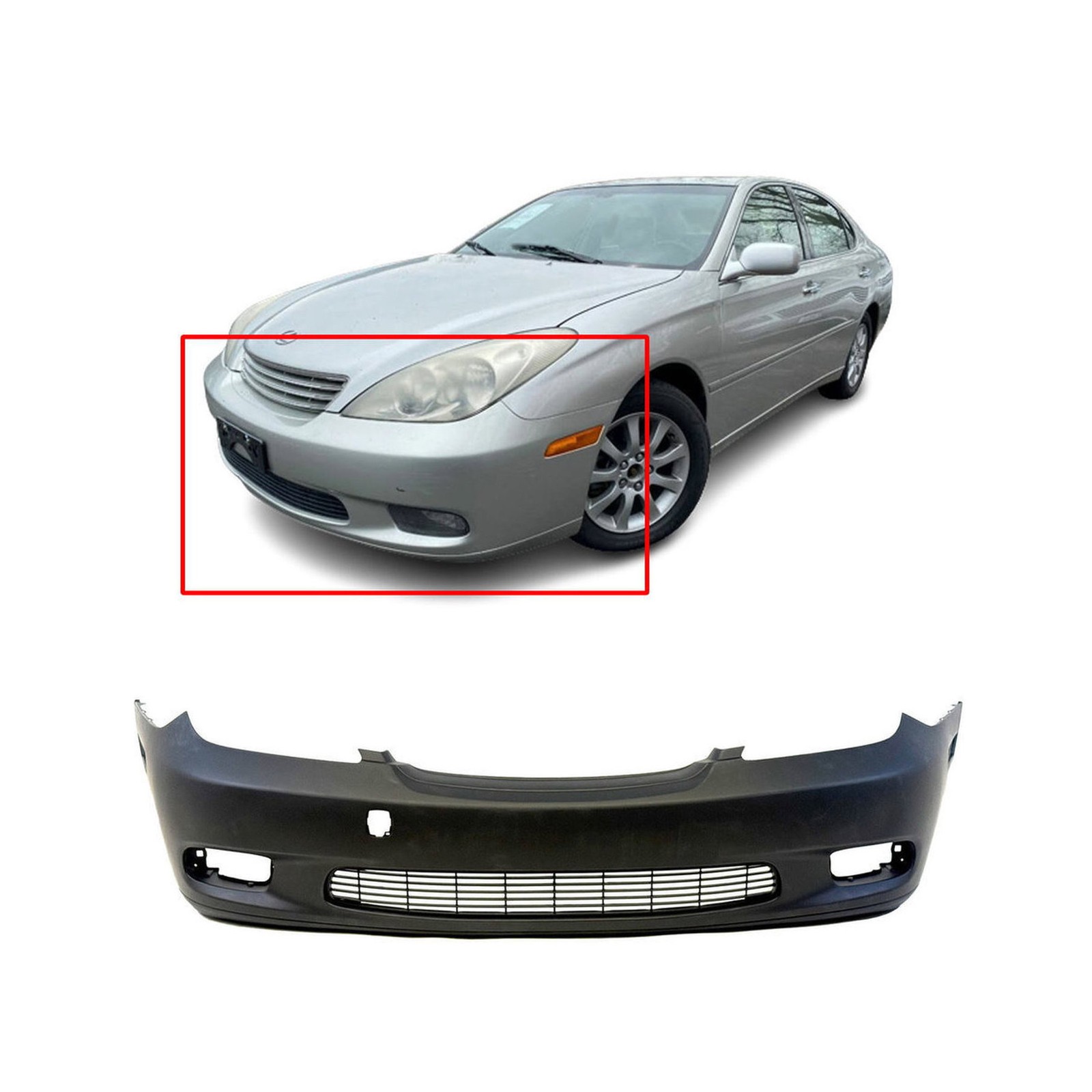 2002-2004 Lexus ES300/ES330 Sedan Primed Front Bumper Cover LX1000133 5211933927