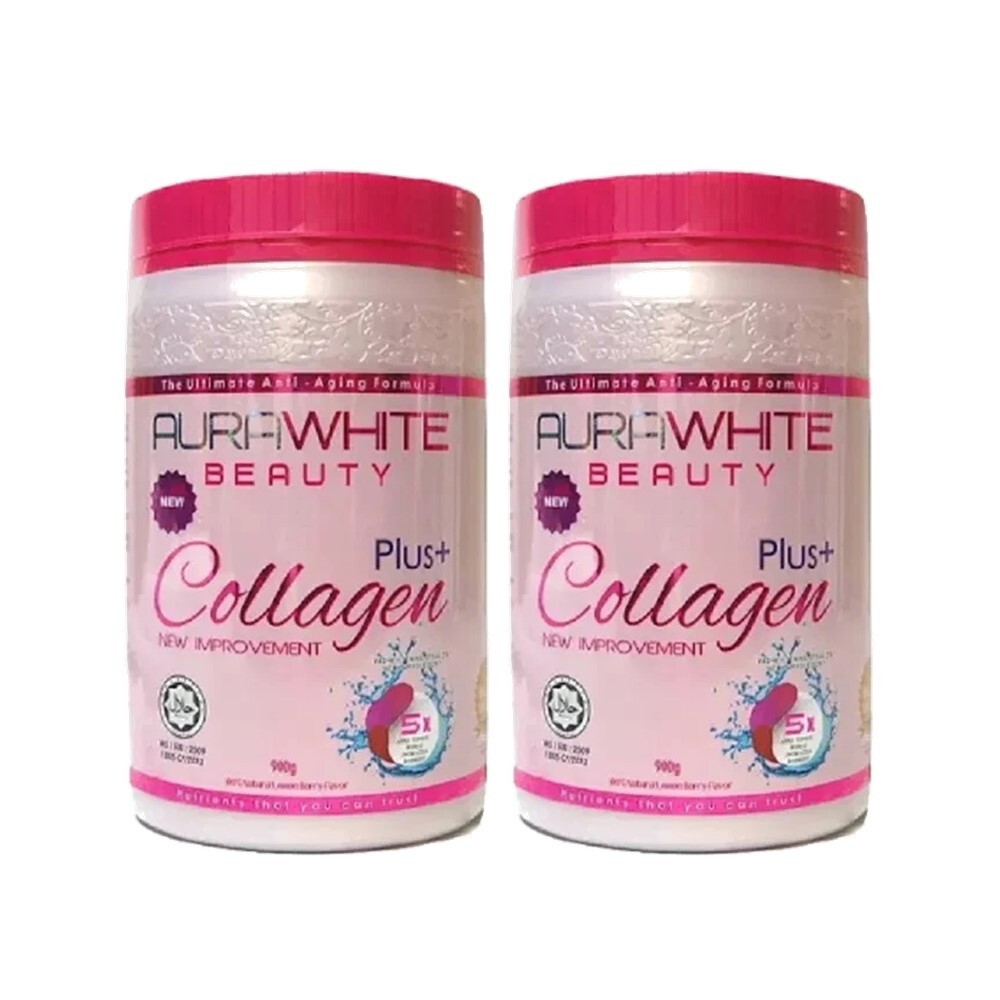 2x Aura White Beauty COLLAGEN PLUS Skin Whitening (Free SERUM & SHAKER)