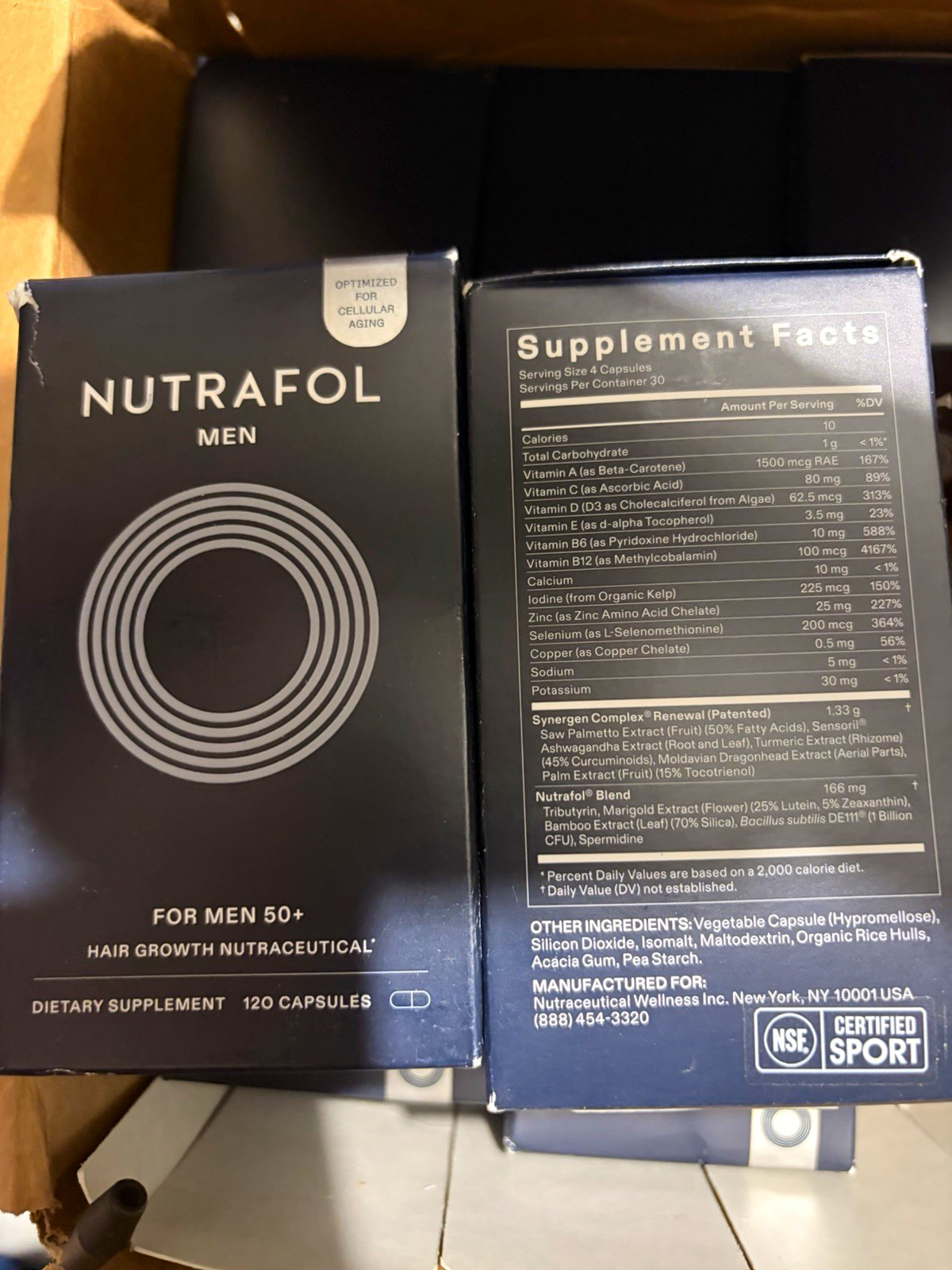 Nutrafol Men Hair Growth Nutriceutical Capsules 120 Count, NSF Certified Sport