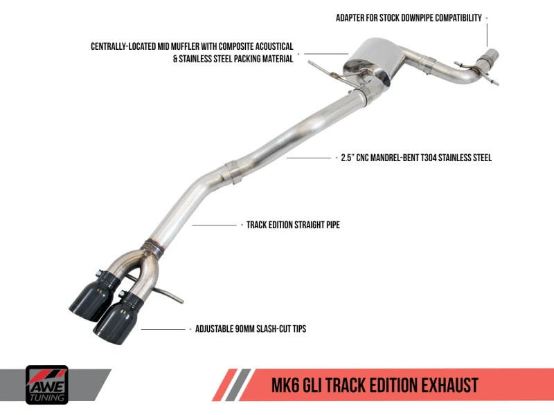 AWE 3020-22026 Track Catback Exhaust Polished Tips