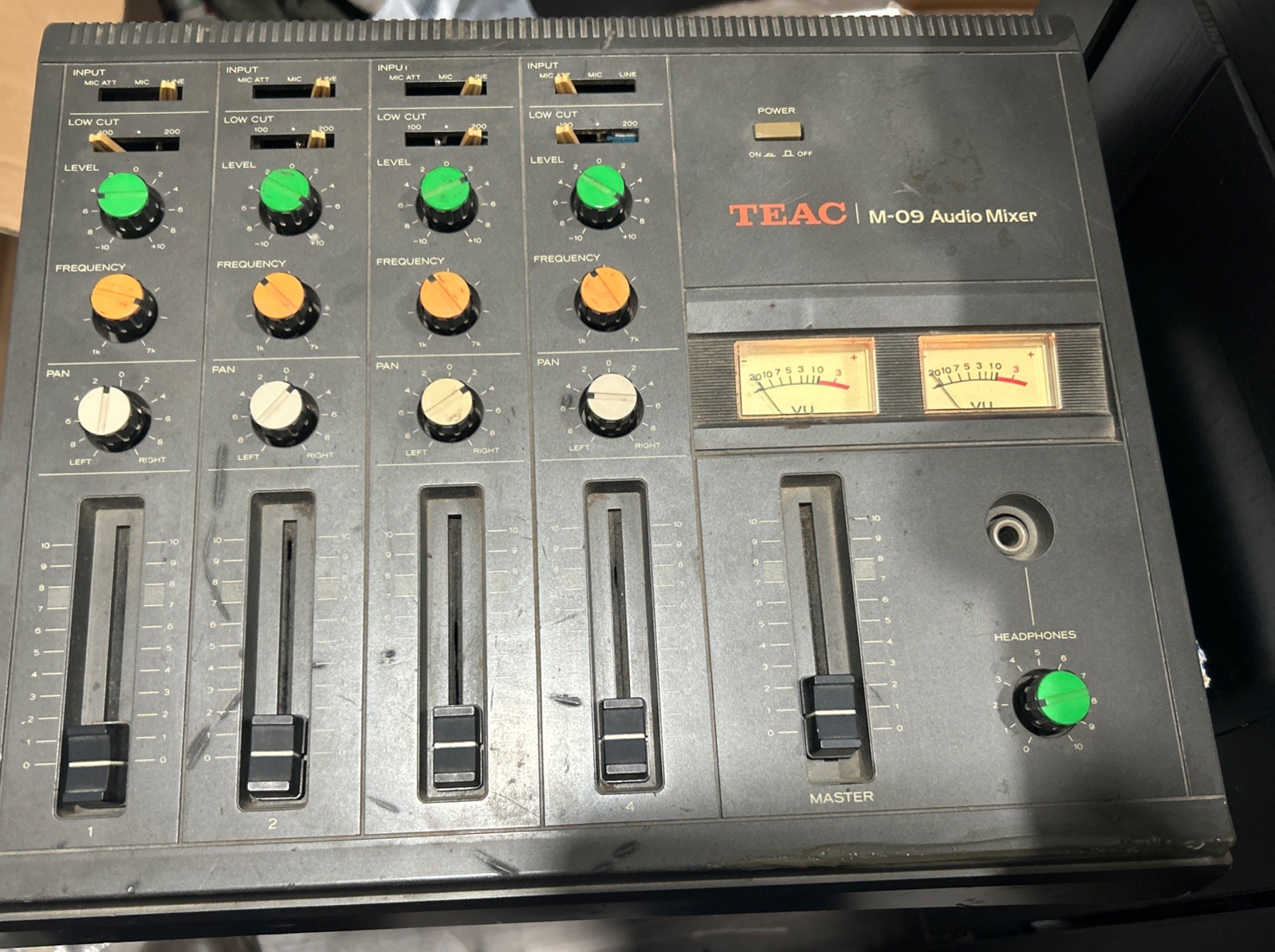 Vintage TEAC M-09 4 Channel Audio Mixer Parametric EQ Powers On Japan