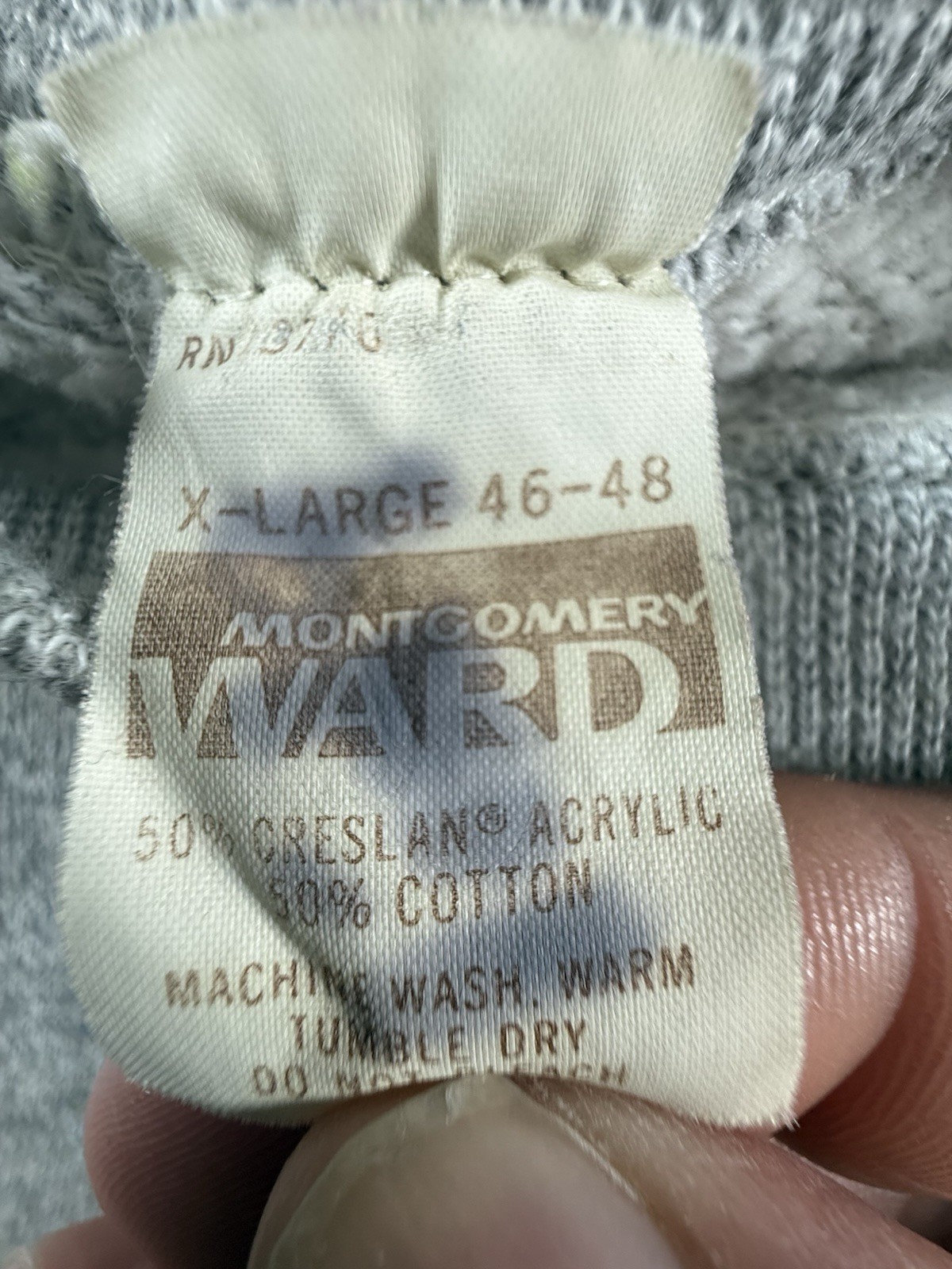 True Vintage 70’s Montgomery Ward Crewneck Sweater Men’s Sz XL Streetwear Gray
