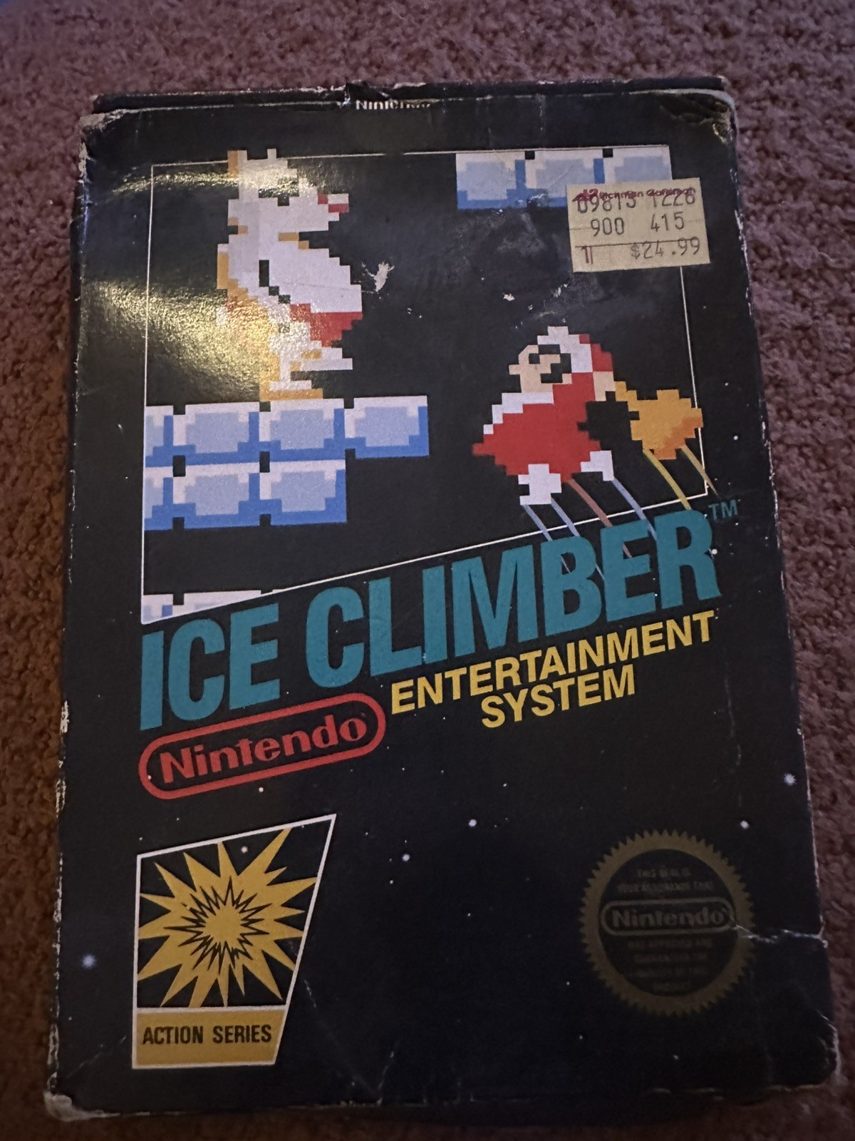 Ice Climber NES CIB 5-Screw Early Unpunched Hangtab Redmond WA Box Vintage-1986