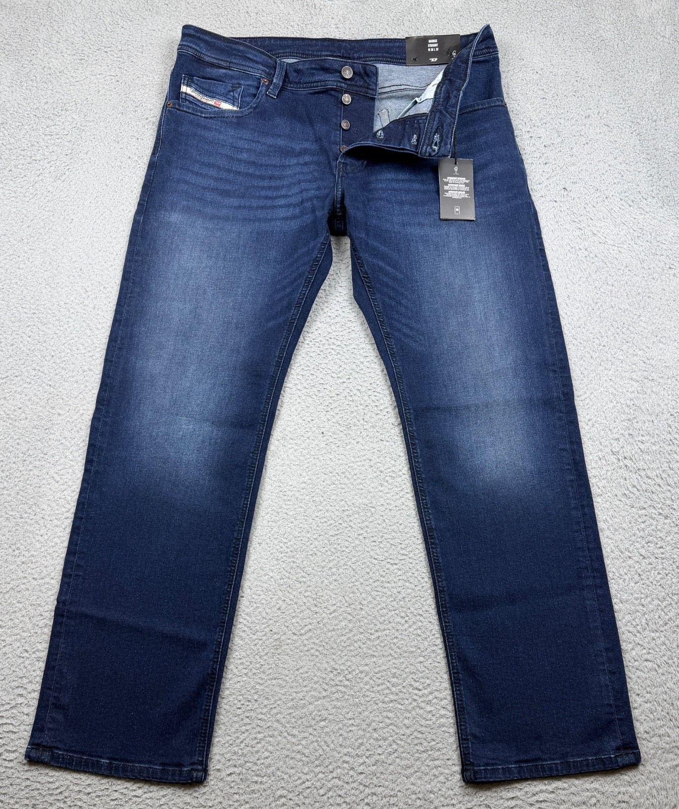 Diesel Jeans Mens 38x32 Blue Markee Straight Button Fly Denim Pants NWT