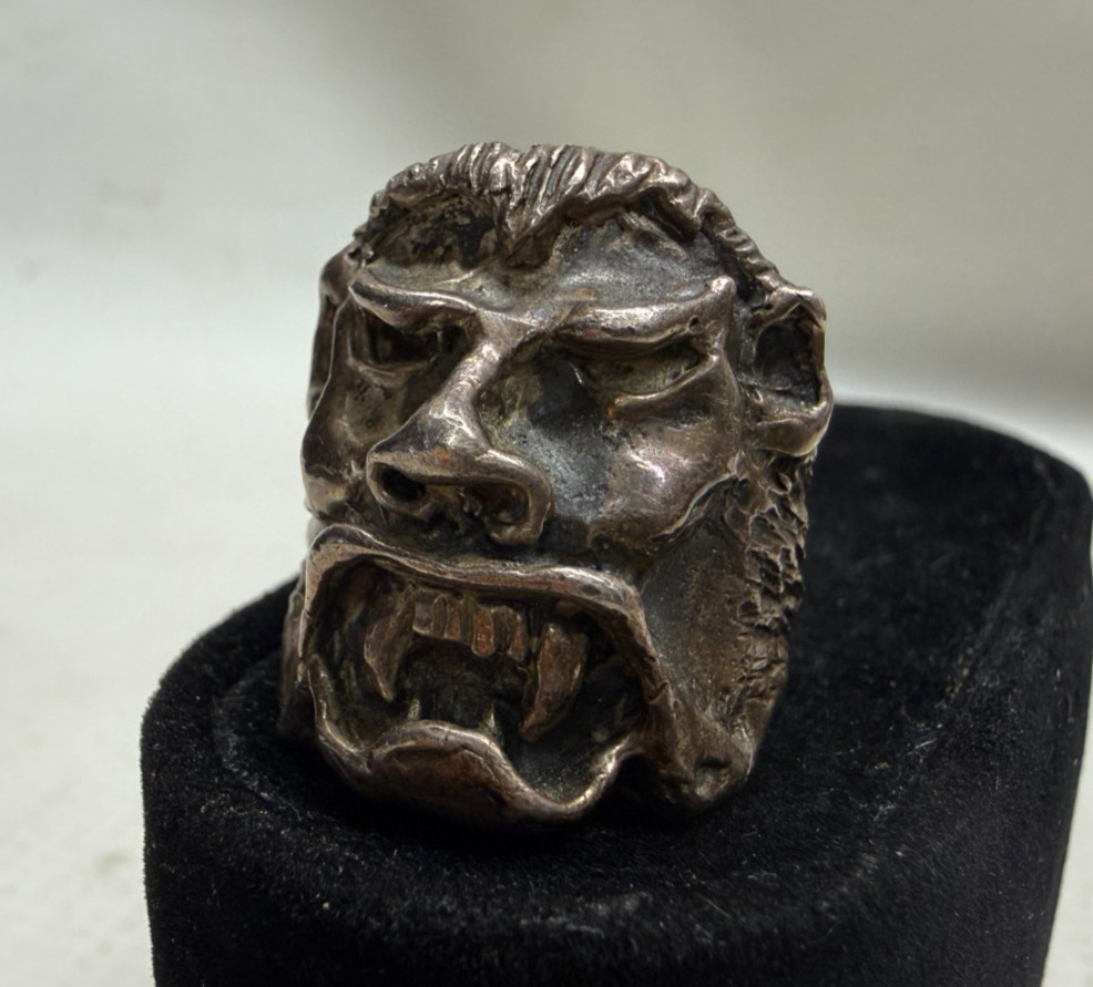 Vintage Handmade Sterling 925 Werewolf Ring High Detail One of a Kind Size 6