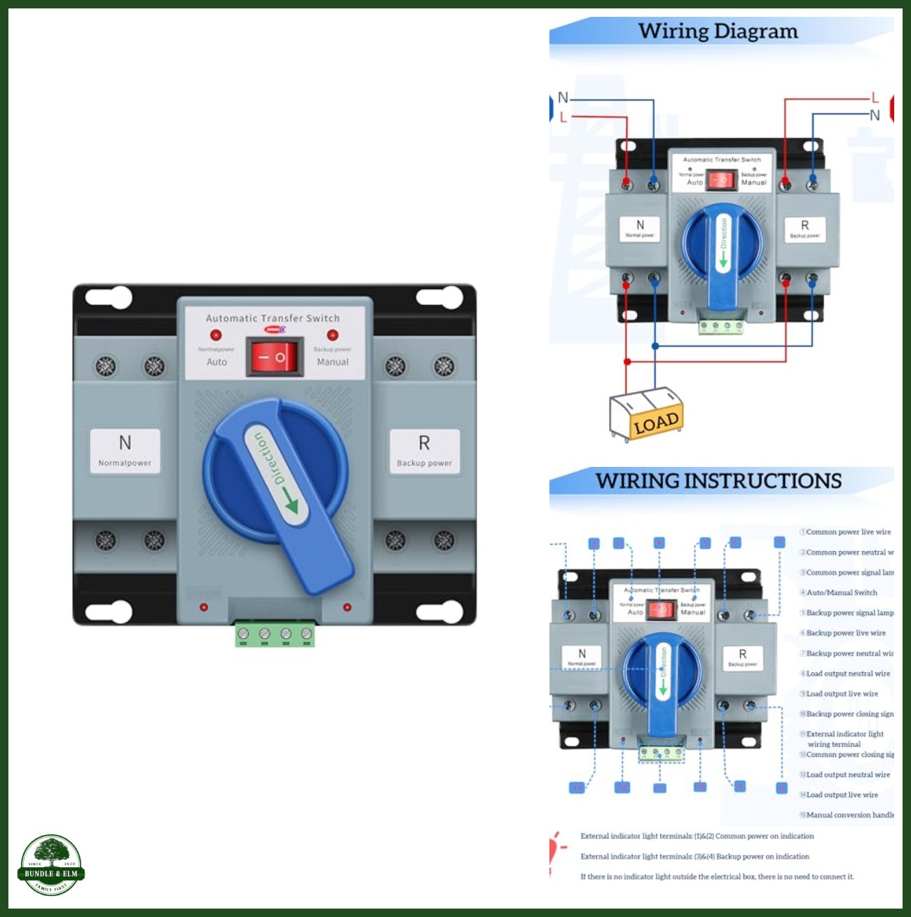 AC110V 2P 63A ATS Dual Power Automatic/Manual Transfer Switch
