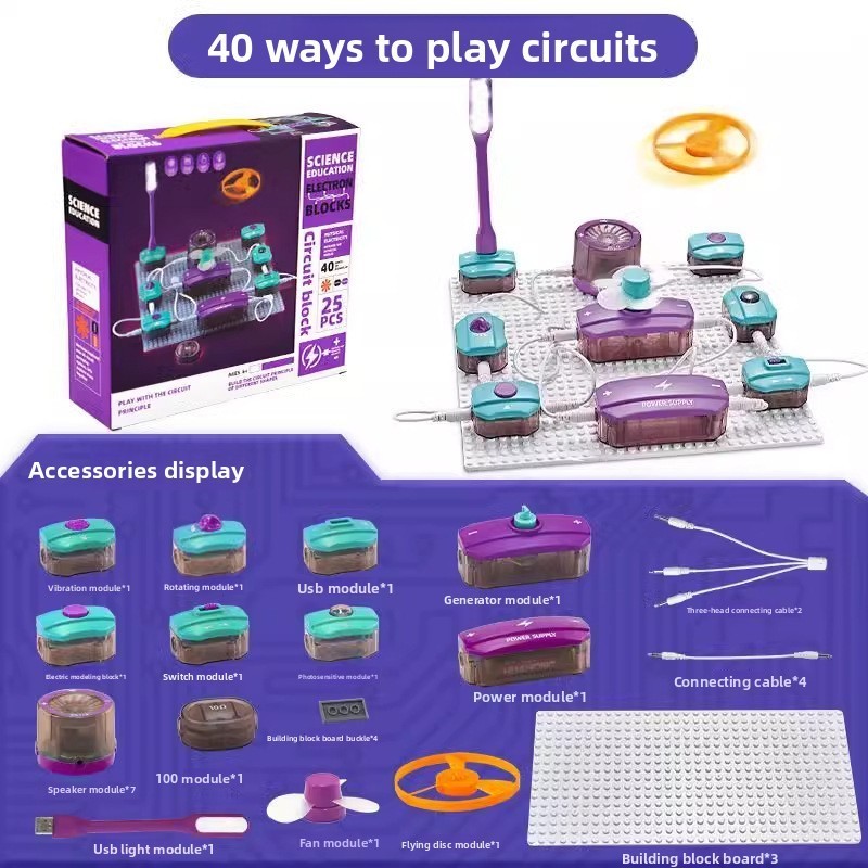 STEM Circuit Experiment Kit DIY Science Building Blocks Physics Learning Toy Kid