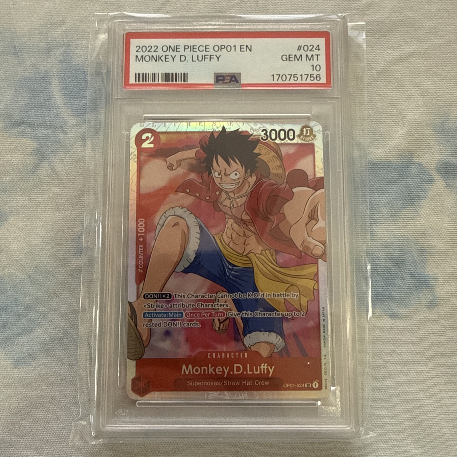 2024 One Piece OP01-024 Monkey D. Luffy Super Rare PSA 10 Gem Mint Romance Dawn 2024 One Piece OP01-024 Monkey D. Luffy Super Rare PSA 10 Gem Mint Romance Dawn