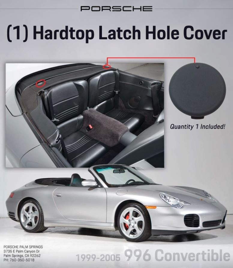 1999-2005 Porsche 911 Plastic Cover for Hardtop Latch Hole Black 99655545700A10