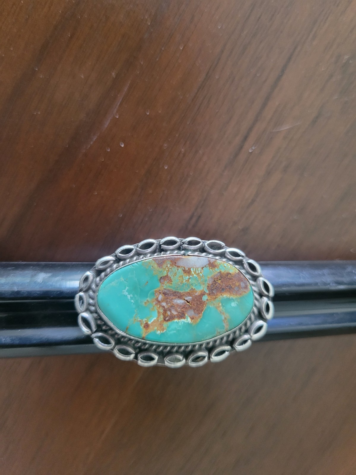 LARGE NATIVE AMERICAN NAVAJO STERLING SILVER & ROYSTON TURQUOISE RING LARGE NATIVE AMERICAN NAVAJO STERLING SILVER & ROYSTON TURQUOISE RING