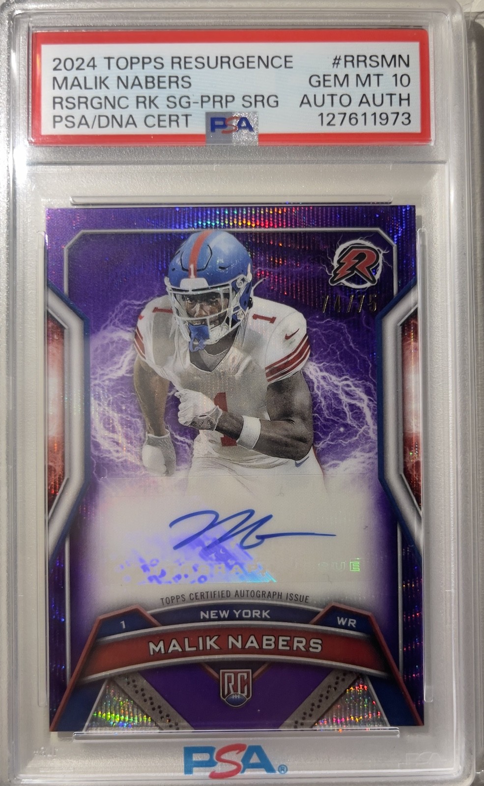 2024 Topps Resurgence - Resurgence Rookie Signatures Malik Nabers #RRS-MN Purple 2024 Topps Resurgence - Resurgence Rookie Signatures Malik Nabers #RRS-MN Purple