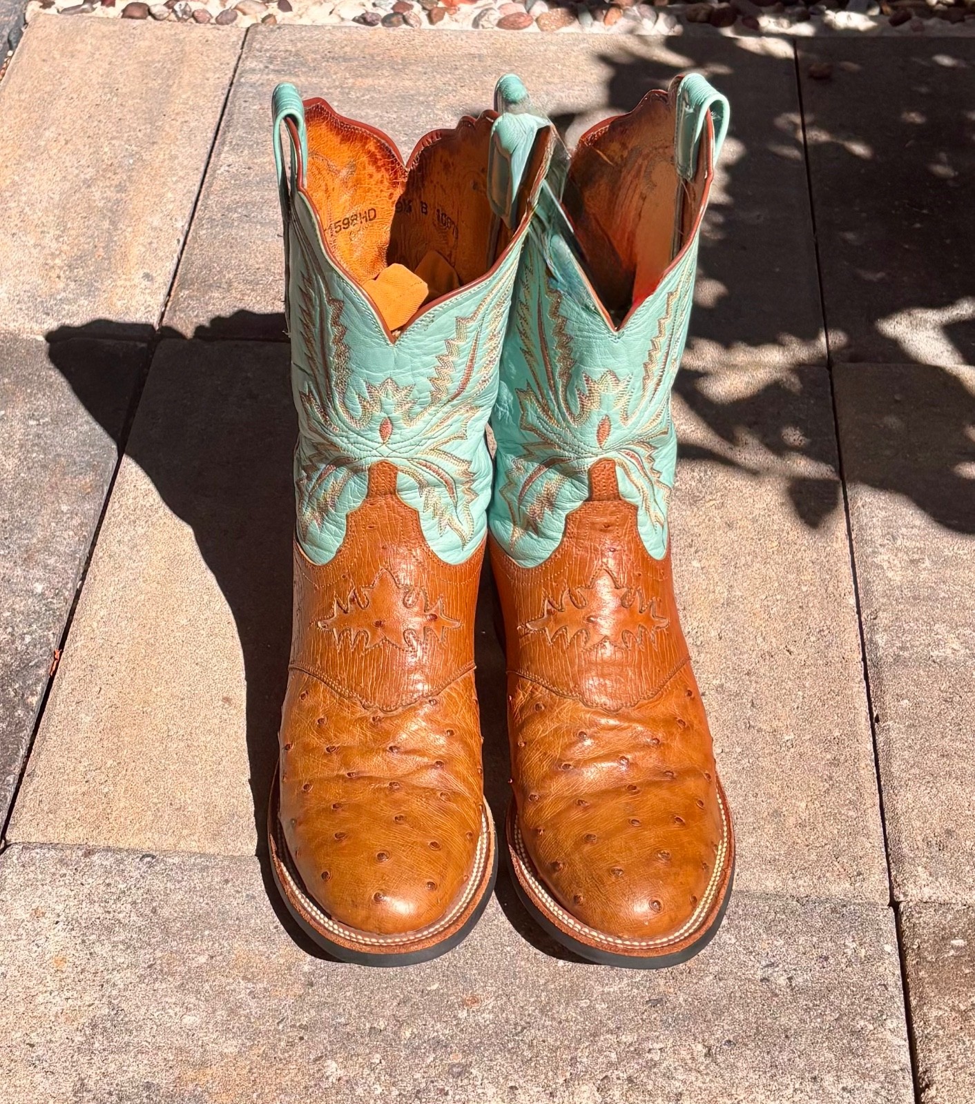 Gorgeous Lucchese Cowgirl Boots Ostrich/ Turquoise Womens 9.5 B Gorgeous Lucchese Cowgirl Boots Ostrich/ Turquoise Womens 9.5 B