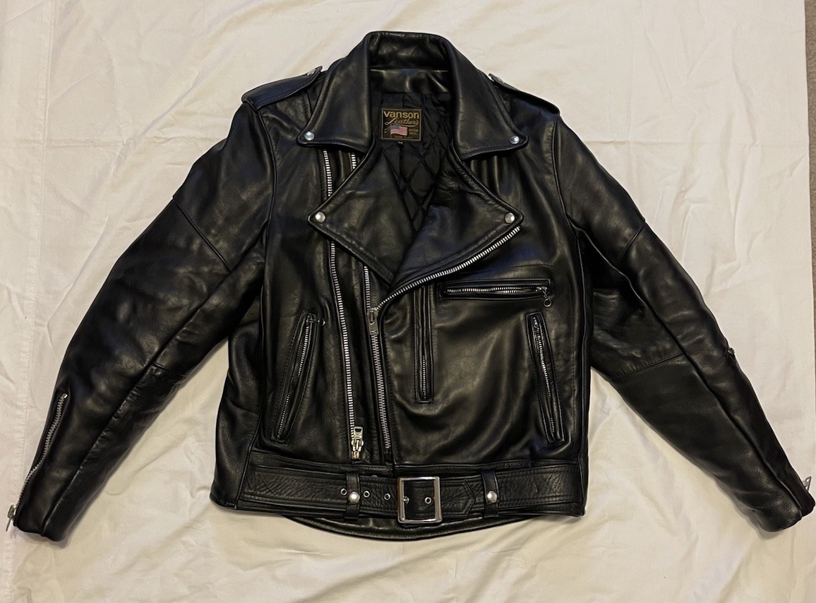 VTG Vanson Rock And Roll Twin Track TALON Leather Jacket Size 42 MADE IN USA