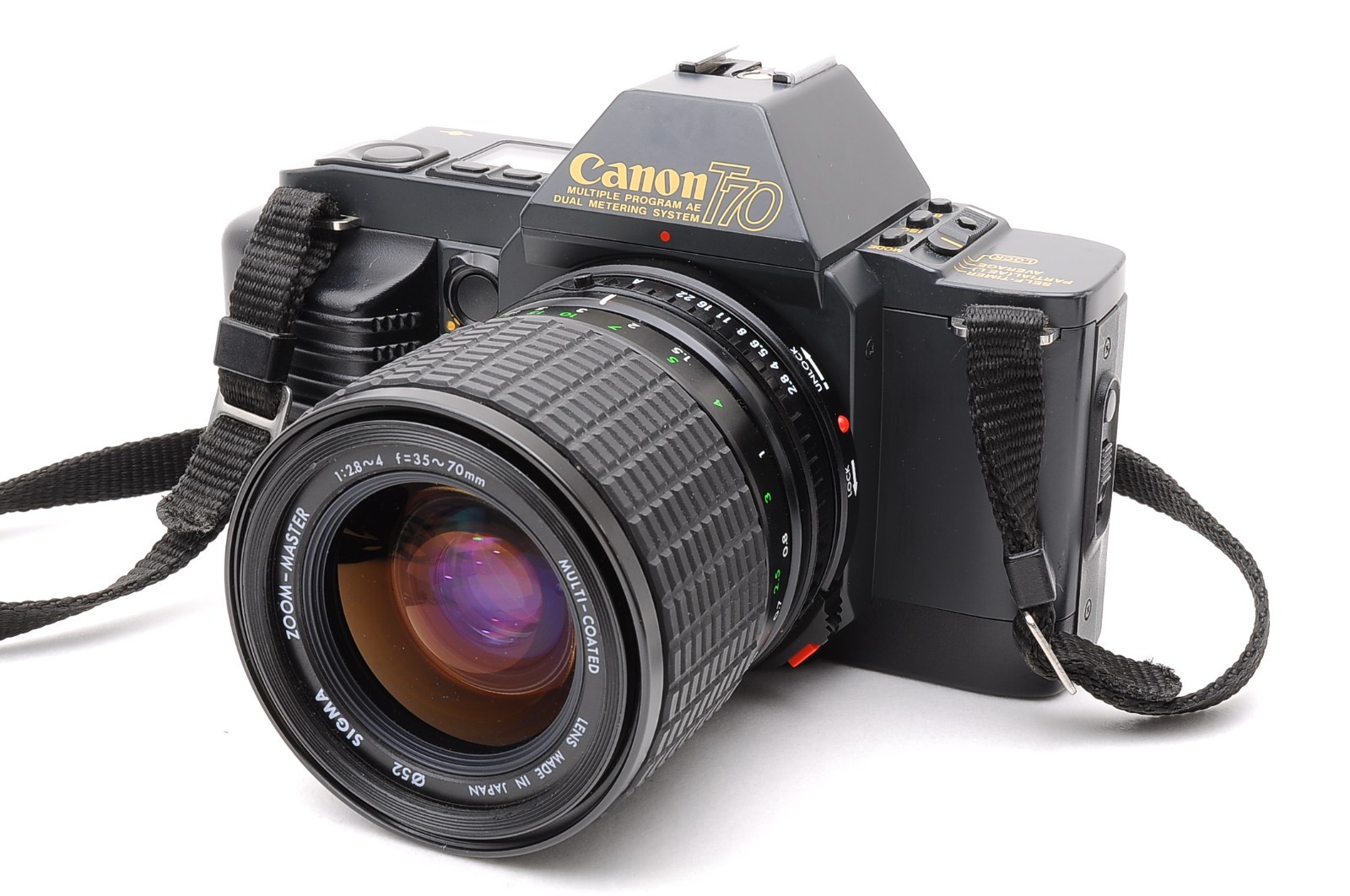 [N.MINT , Tested] Canon T70 35mm SLR Film Camera w/Sigma 35-70mm Lens From JAPAN