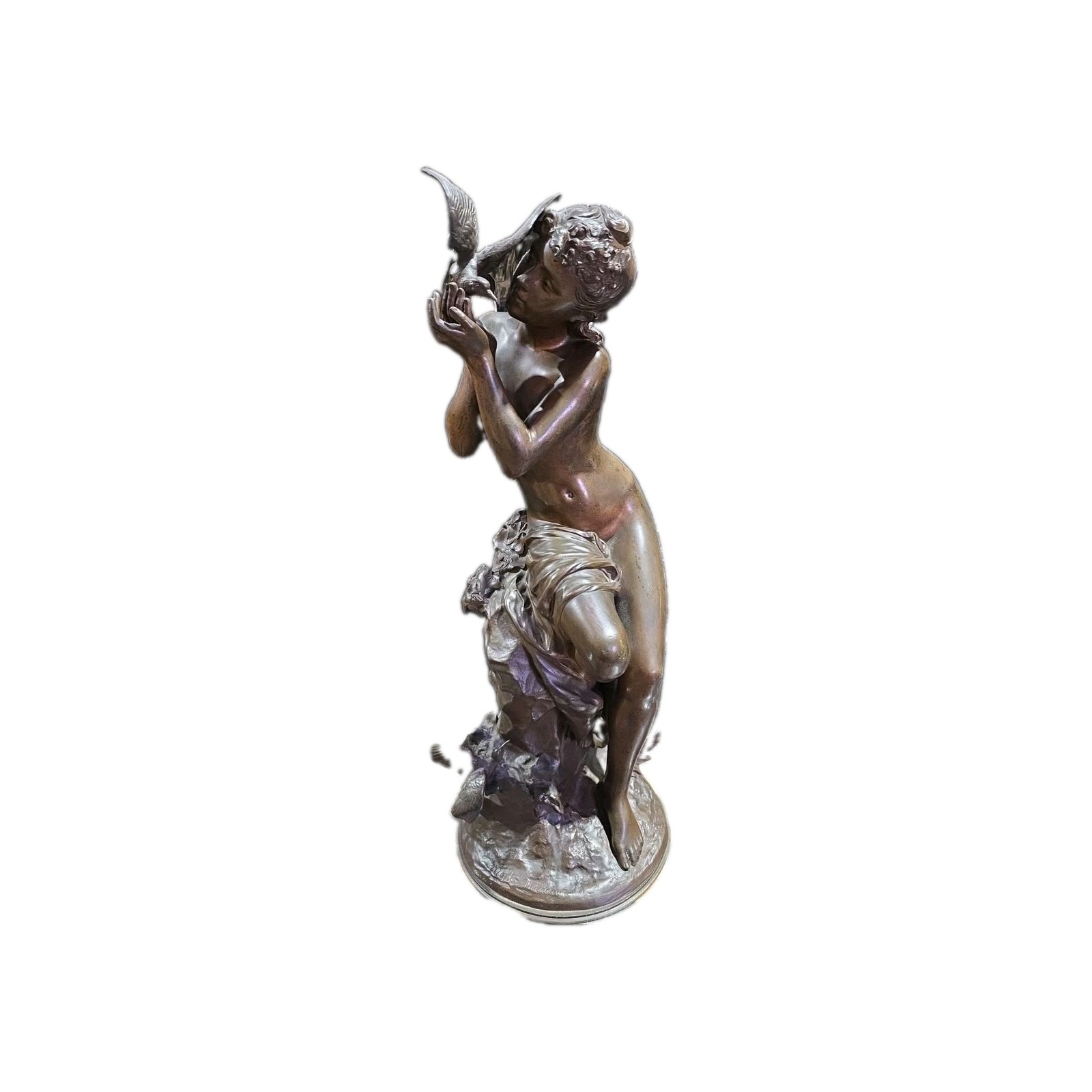Mathurin Moreau Susse Bronze 19th Century Le Retour des Hirondelles 63 cm 18 kg