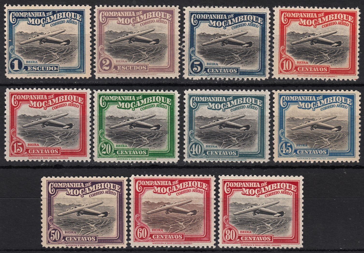 Airmail Aircraft Plane Mozambique Company Beira Salisbury Portugal Mint MNH 1935 Airmail Aircraft Plane Mozambique Company Beira Salisbury Portugal Mint MNH 1935