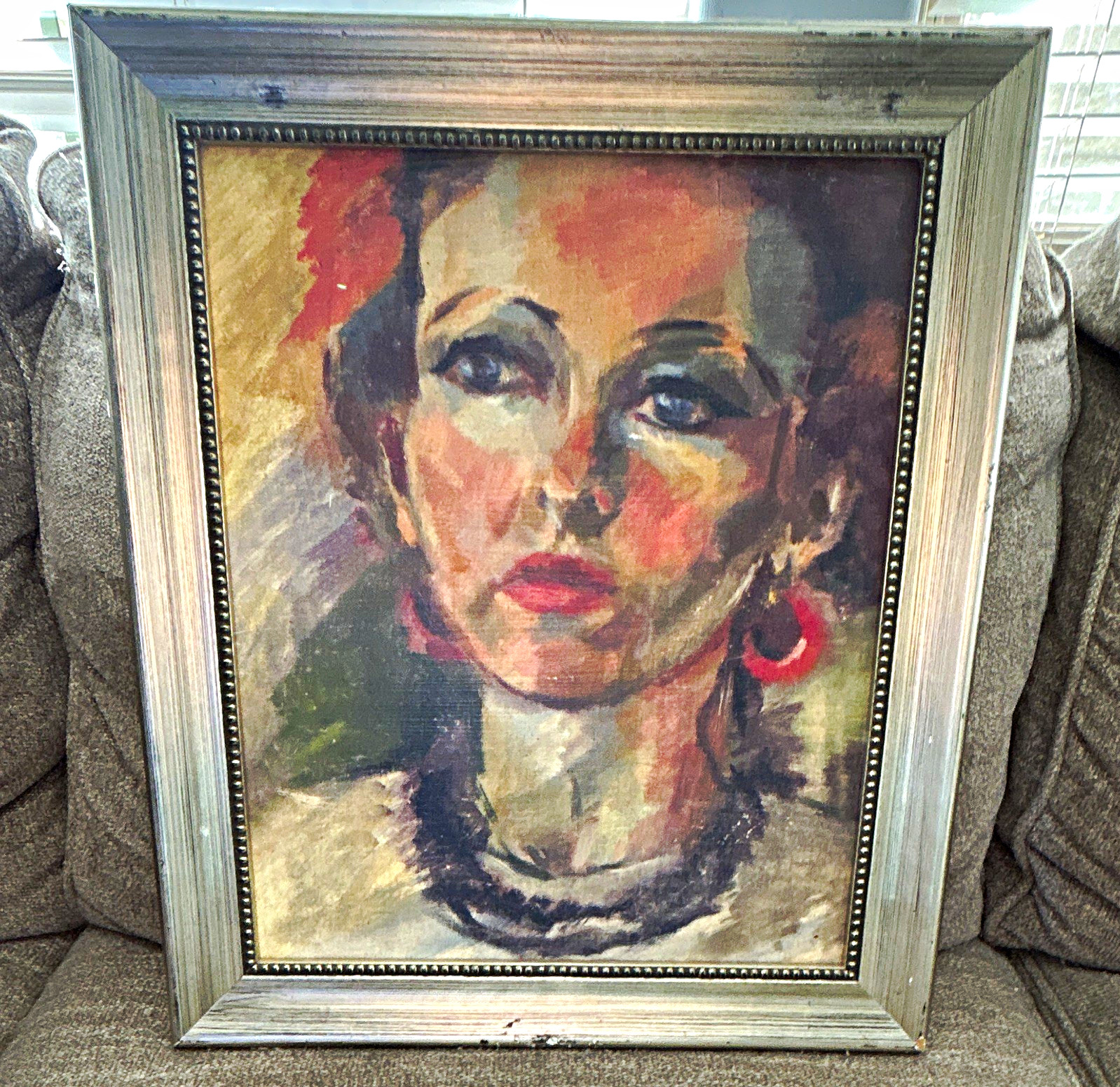 Evelyn Buff-Segal Original Oil Painting – Mid-Century Modernist Female Portrait
