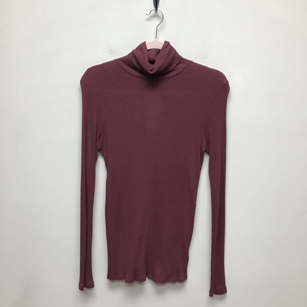 Sundry Womens Blouse Purple Long Sleeve Turtleneck Ribbed Anthropologie M New